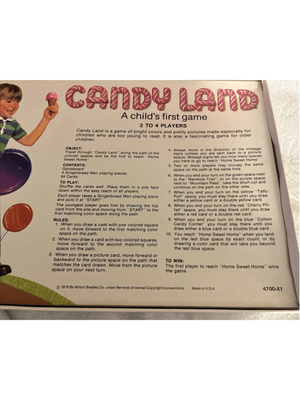 VINTAGE Candy Land 1978 COMPLETE Children's Board Game Milton Bradley 4700 USA